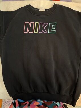 Nike Black Sweatshirt with Neon Outlined NIKE Logo